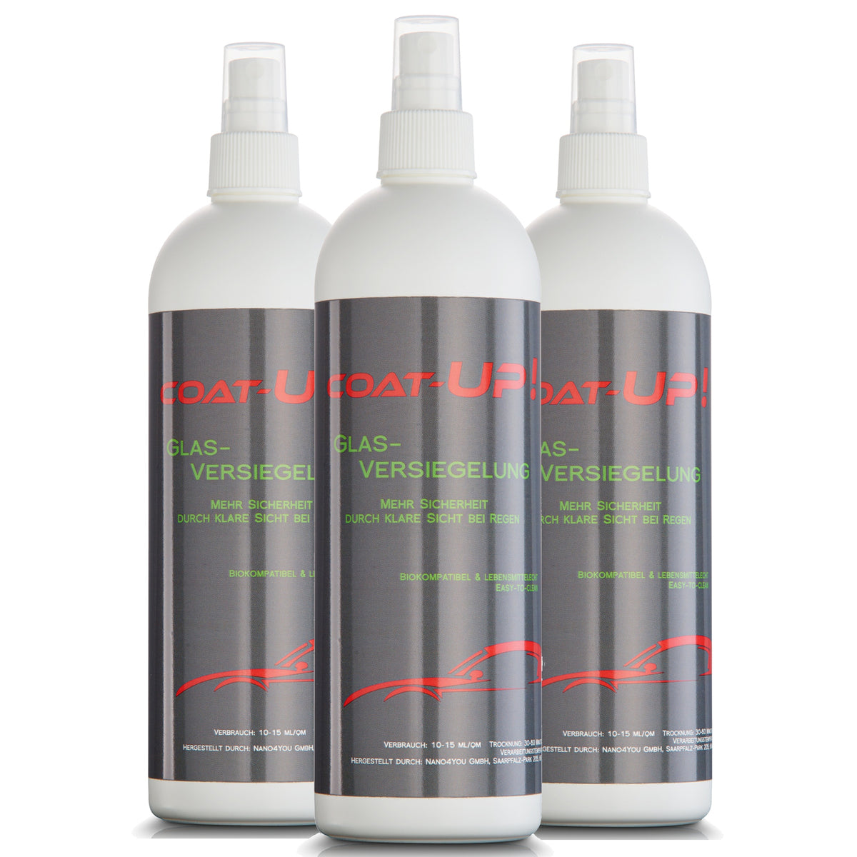 Coat-Up Scheibenversiegelung 3x 500 ml Vorratspaket fürs Auto