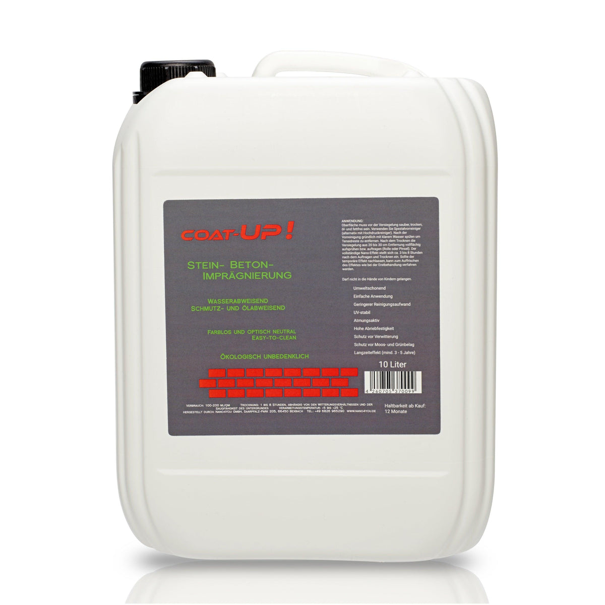 Coat-Up Steinimprägnierung 10 Liter Großgebinde für Klinkerfassaden